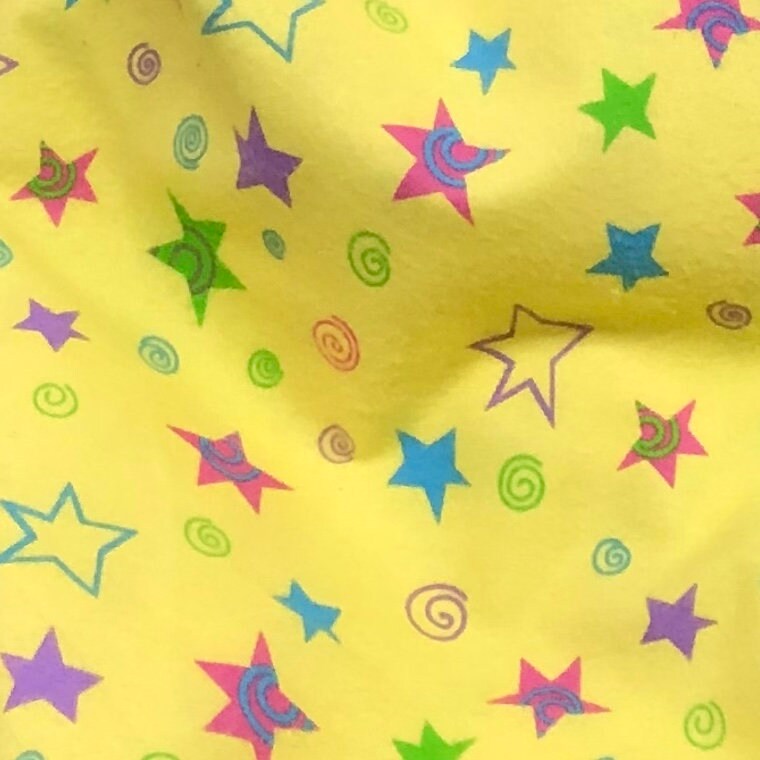 Baby Kids Cotton Flannel Fabric 1 Yard Baseball Theme Yellow Multi Soft New  1081