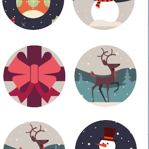 Christmas cupcake or cookie toppers rice paper/wafer paper snowman, presents, deer, Christmas tree, ornaments.