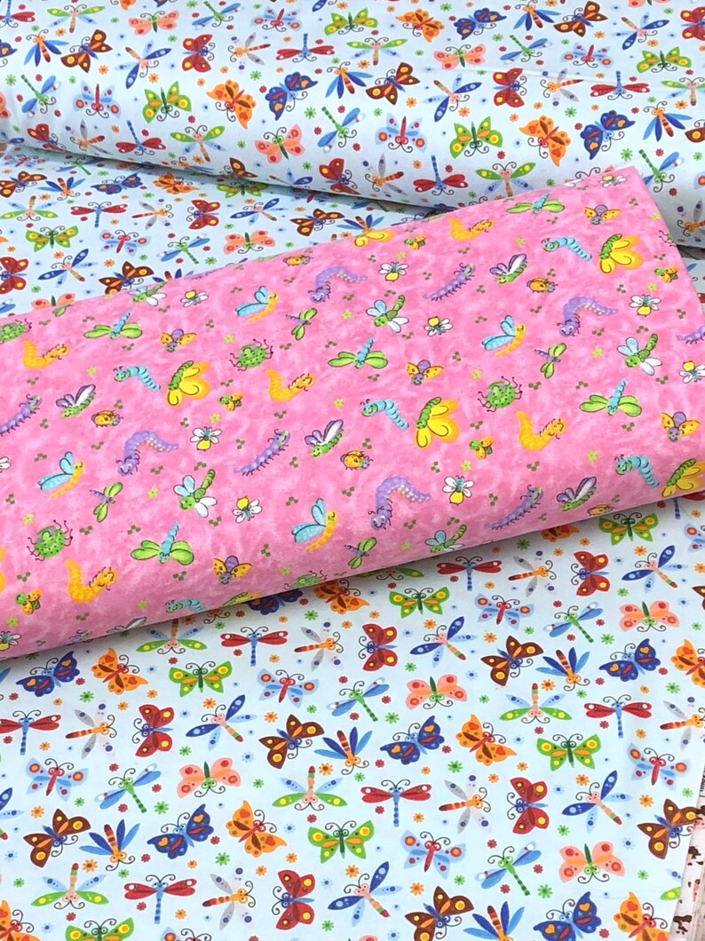 Butterfly Dragonfly Ladybug Spider Daisy Flannel Fabric Etsy