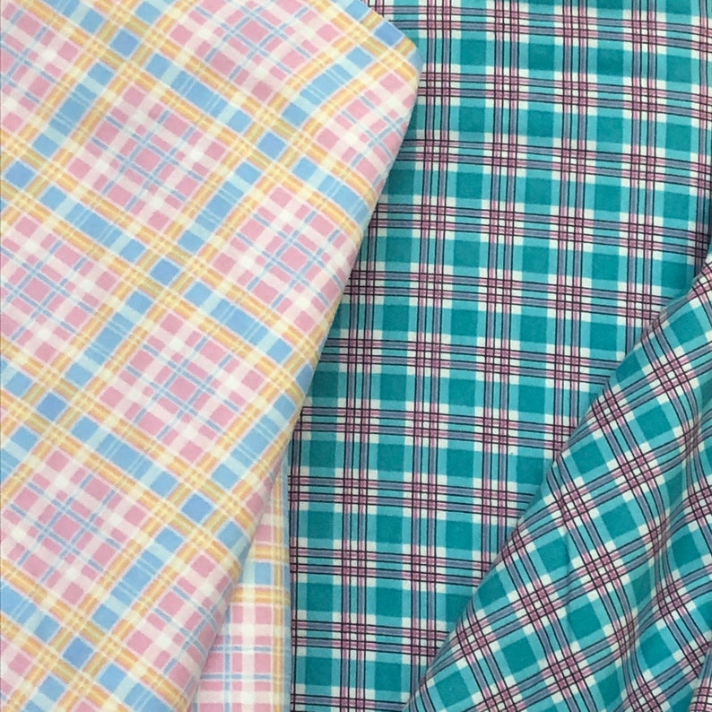 Plaid Flannel fabric, blue, teal, pink, yellow, purple 100% plaid cotton flannel, approx 44" wide, perfect for baby image 3