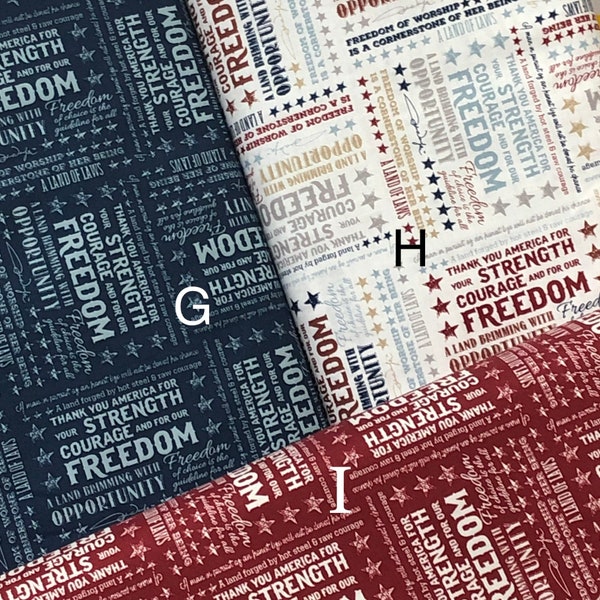 American John Wayne Quotes, star fabric, red blue navy white, by Riley Blake, Ready to ship, Freedom, courage, USA flag, The Duke hero