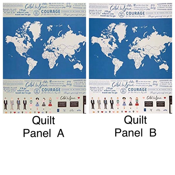 Called to Serve fabric panel, world map, LDS, missionary, Temple, quotes, Choose the Right, bulletin board fabric, Quilt fabric, BYU, Elders