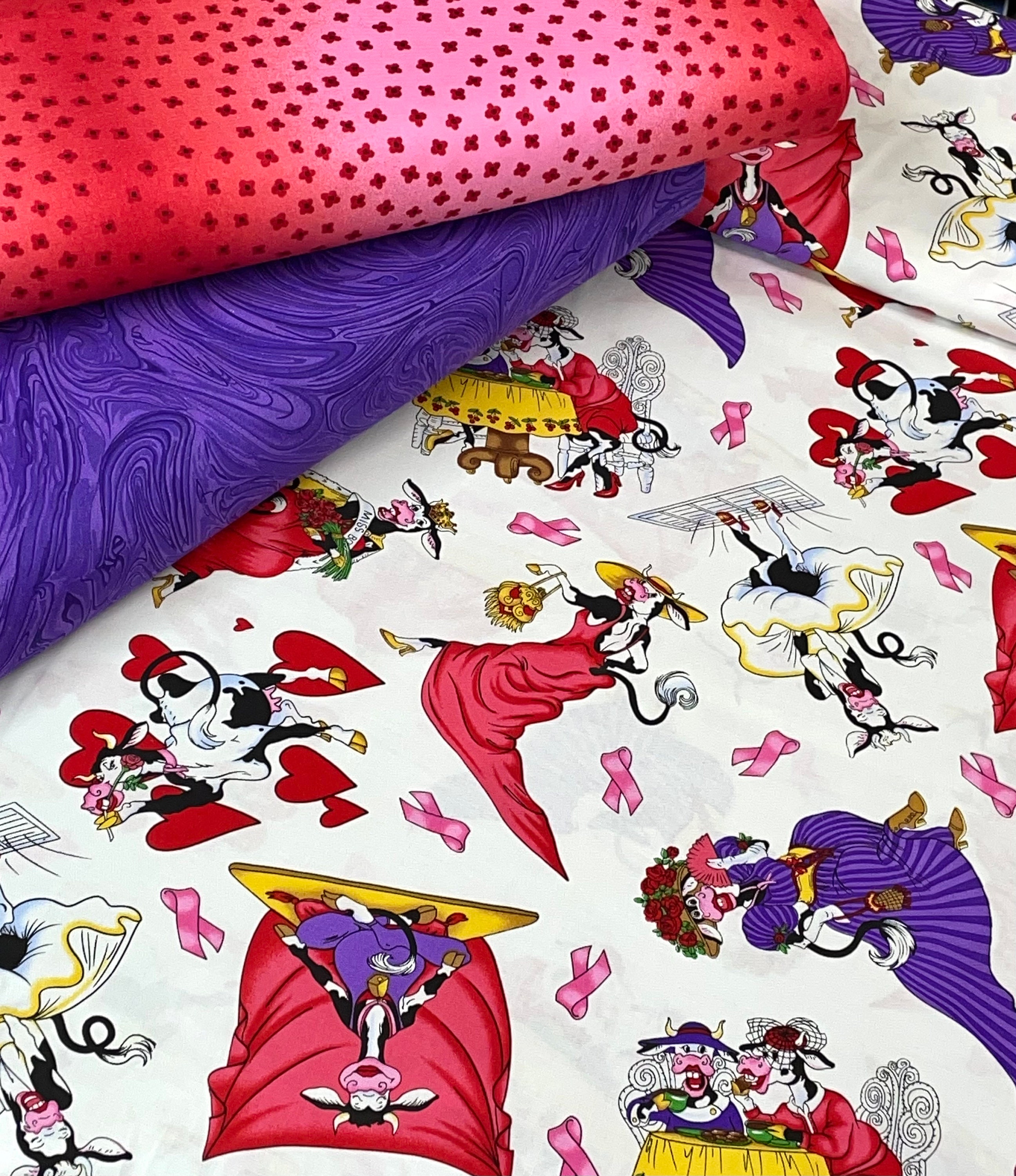Fabric Dancing Red Hat Cows | Etsy 
