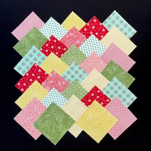 SALE 60 aqua blush yellow green floral flower pre cut fabric quilt blocks squares 7 &quot;  polka dots, patchwork quilt, vintage cotton quilting