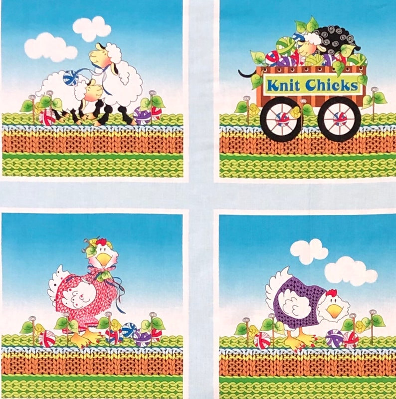 Sheep Chicken Knit Chicks Fabric Panel 9 Framed Pictures Etsy