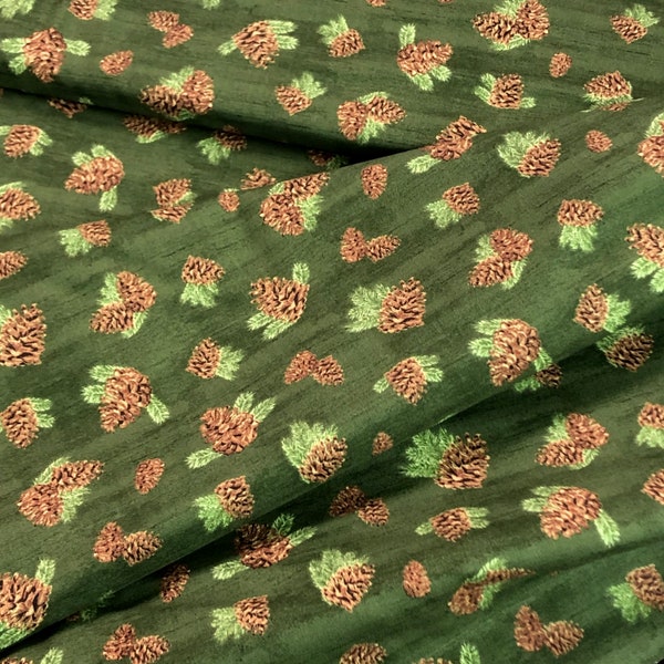 Pine cone, Send me to the Woods fabric, brown green, acorn woodland camping outdoor adventure quilt fabric, pinecone, tree