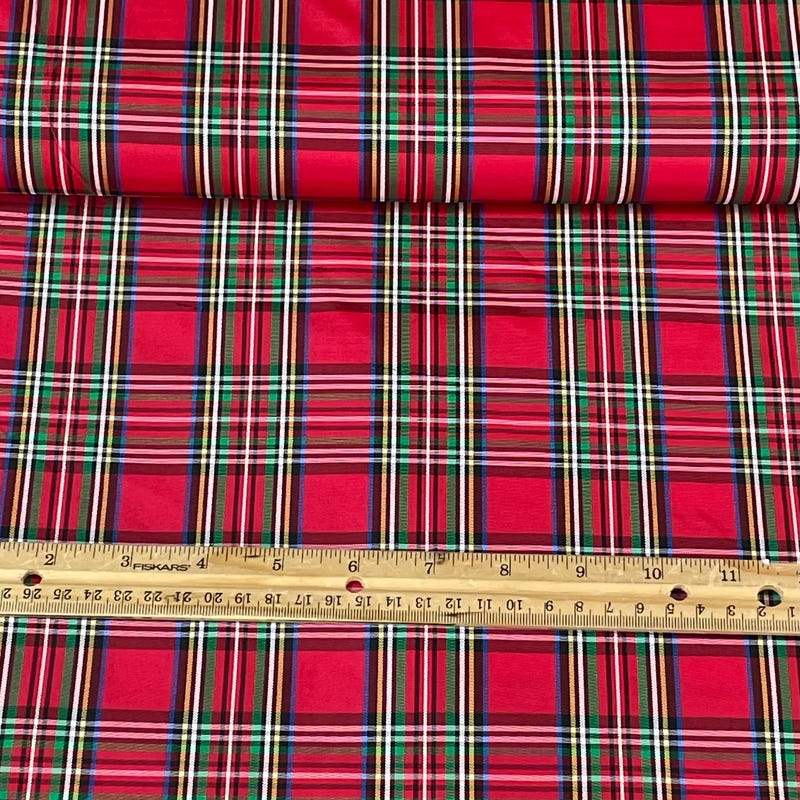 Red 035 Silk Taffeta Plaids & Stripes