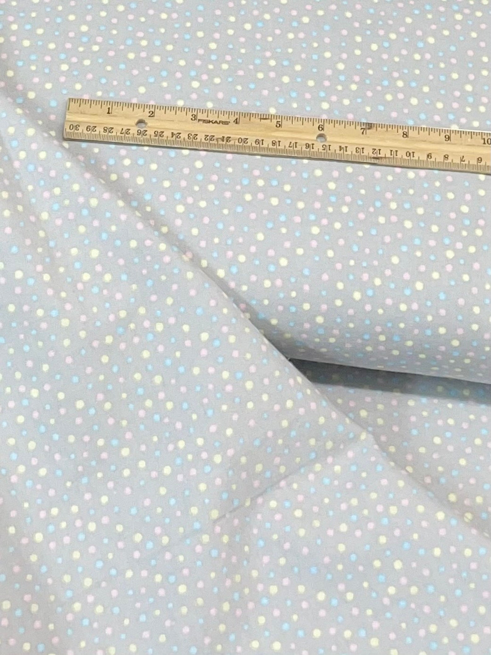 Polka dot gray flannel fabric pastel dots on light gray Etsy