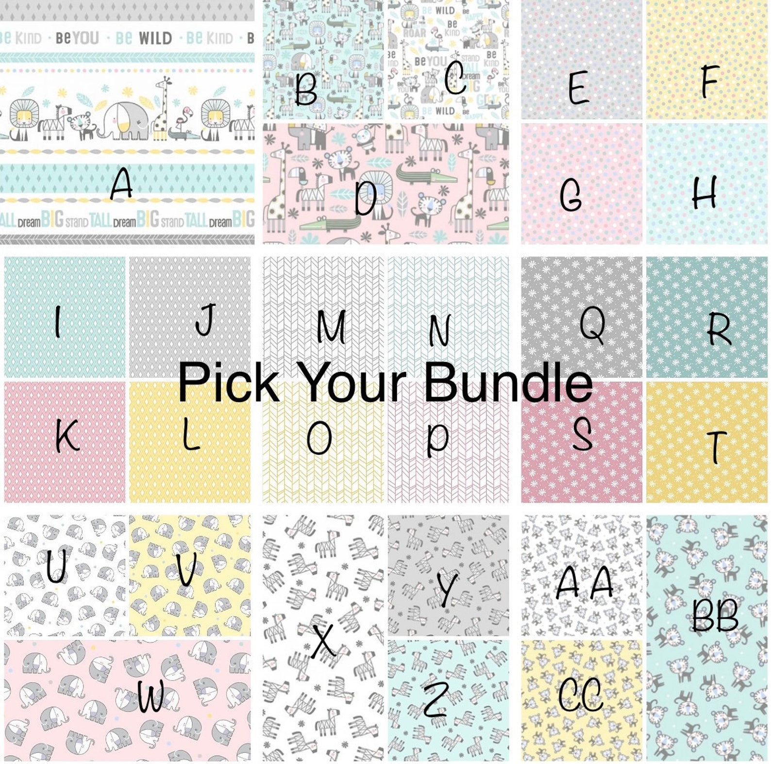Snuggle in the Jungle Flannel Pick Your Bundle Elephant Etsy
