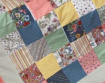 パッチワーク　キルトトップ　フラワー パッチワーク スプリング キルト トップ、マルチカラー、グリーンと