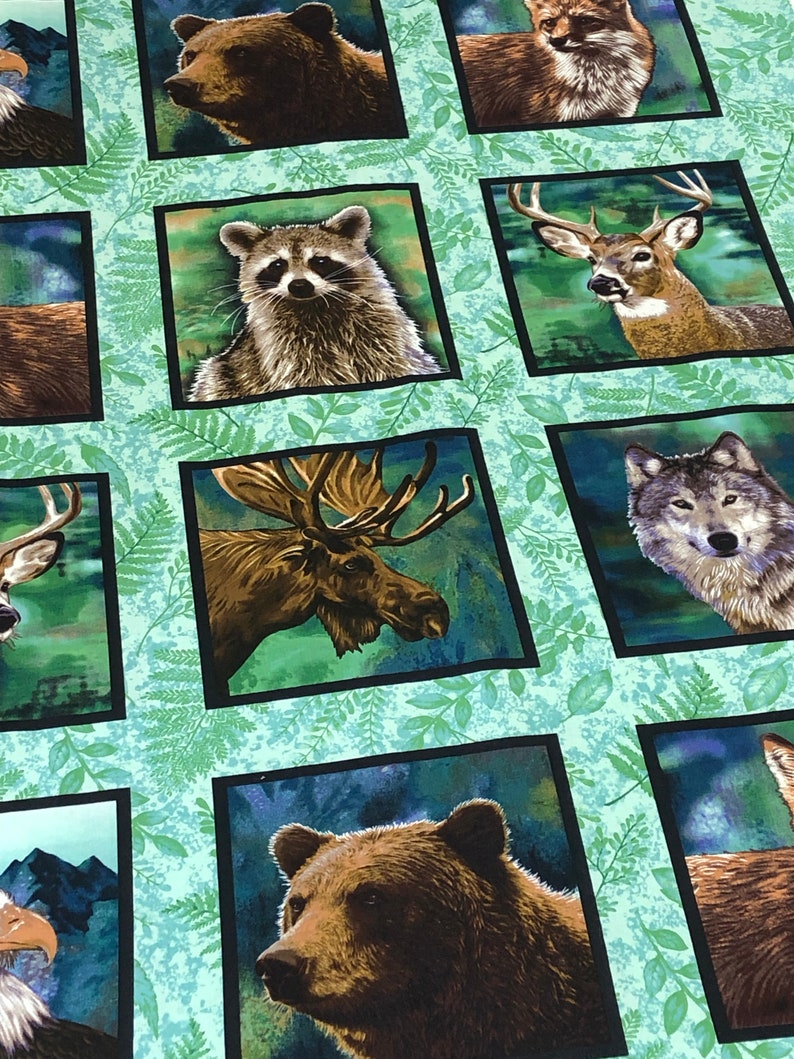 Woodland Wonders animal fabric panel wildlife quilting | Etsy