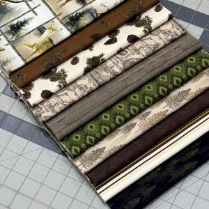 10" pre cut Cotton Fabric Bundle of 20 - 2 of each pattern, green brown beige, Squares, Patchwork quilt blocks, quilt blocks, Sewing Craft