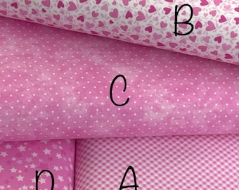 Flanelle rose Playtime de Maywood Studio, cœurs, vichy, étoiles, pois, travaux manuels, courtepointe, vendu par mètre, si doux, grande qualité