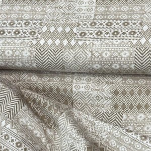 Beige tan cream Textured Geo Patchwork Flannel, Sold by the yard, Camelot Fabrics, soft quilt quality flannel