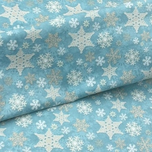 I Love Sn' Gnomies, Snowflakes, winter, by Henry Glass, 2-ply FLANNEL Fabric, beige tan aqua, holiday Christmas. ice skating, skiing gnome