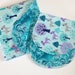 Hemstitch deer trees aqua blue purple receiving blanket and 2 burp cloths, top quality flannel fabric. baby shower gift