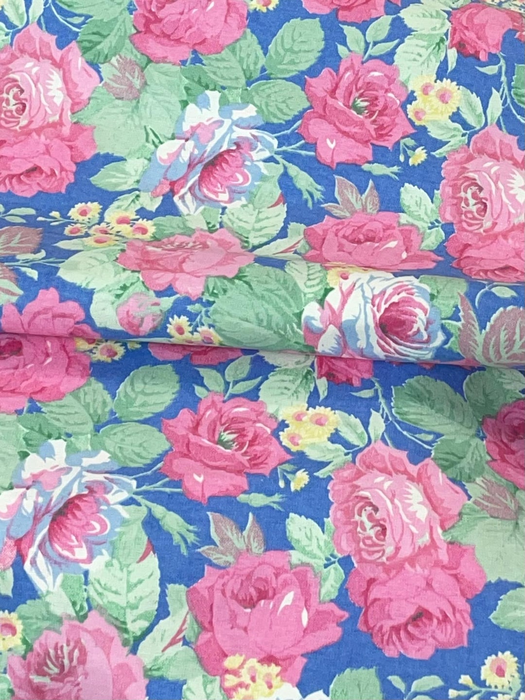 Floral blau rosa Blumen Garten Flanell Stoff, Blumen