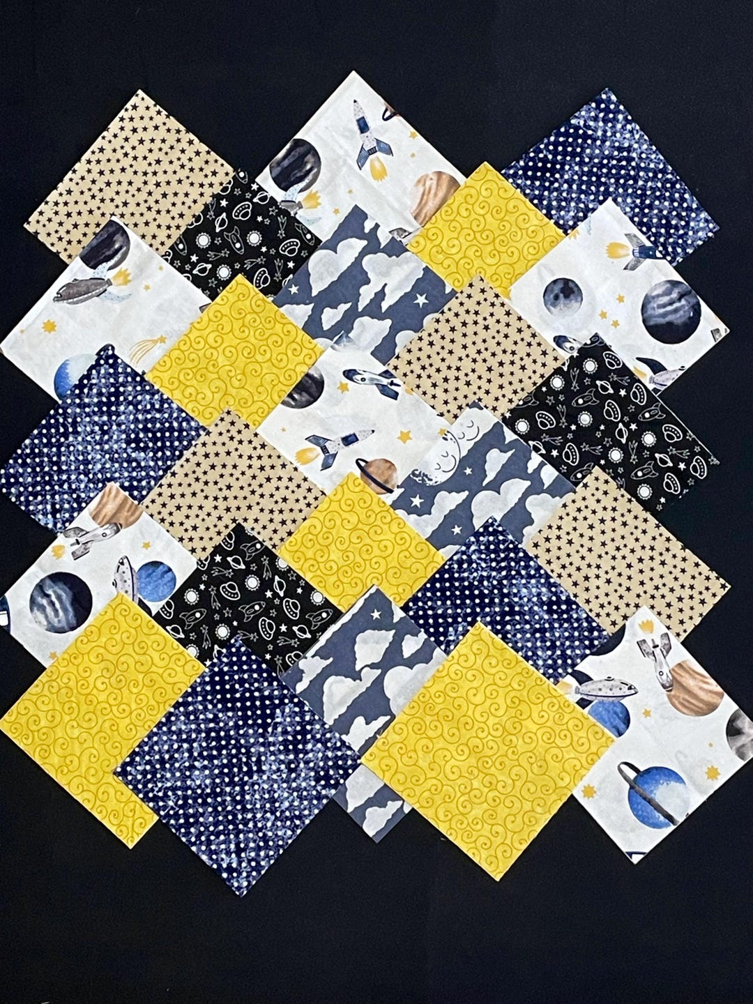 Space Ship, Rocket, Moon Stars, Planets, Coordinate Fabrics, Quilt ...