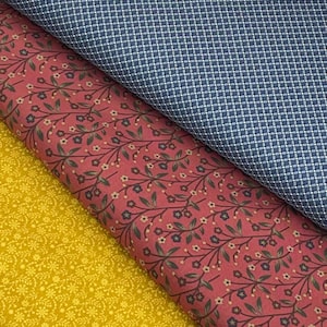 Rust flower yellow blue fabric, quilt coordinate combination, cotton, Marcus fabrics  Heartspun Prairie Basics Civil War Print Fabric