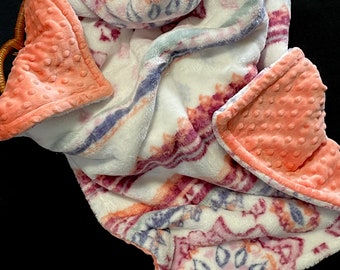 Blush Peach Minky baby blanket, Newborn, bubble soft minky, receiving blanket, small carry blanket, warm so cuddly soft smooth 26 x 33