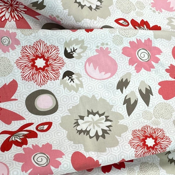 floral flowers by Riley Blake, Lost and found 2 flower fabric, blush pink green cream taupe, cotton fabric, quilting quality, Sold by yard