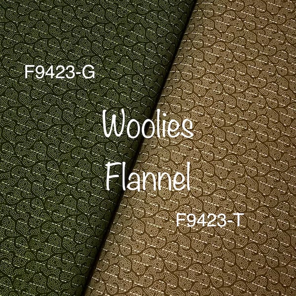 Maywood Woolies Flannel Classic, brown swirls F9423-T , green swirls F9423-G,  soft Cotton Flannel looks like wool, no itch, striped