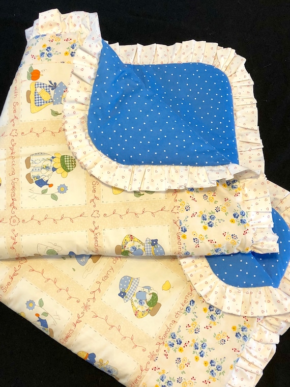 Sale Baby Girl Sun Bonnet Quilt Assembled crib quilt ready | Etsy