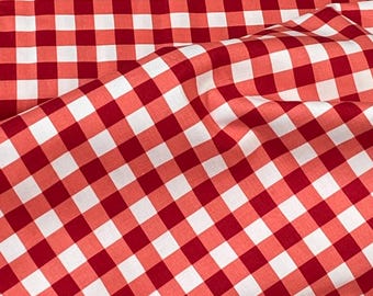 Red and White Checked Fabric, Quilting Weight Cotton Fabric, Checkers Gingham Red, check gingham by Windham fabrics, 29397-6, Basic Brights