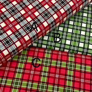 Christmas Plaid Fabric, 100% Cotton Fabric, Riley Blake, Multi red green gray, Holiday decorating, Quilting, buffalo plaid