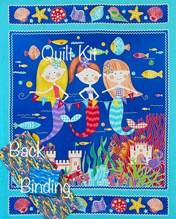 Little Mermaid Fabric Quilt Kit Mermaids Rock Castle Ocean Etsy