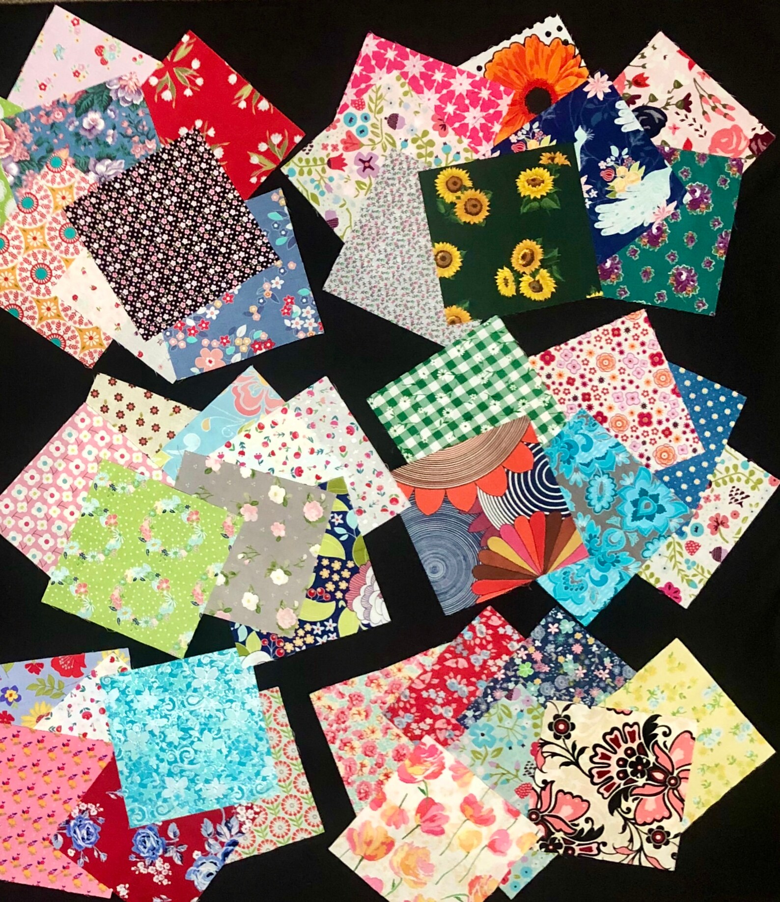 65 Floral FLOWER 6 Pre Cut Quilt Blocks COTTON Fabric Etsy