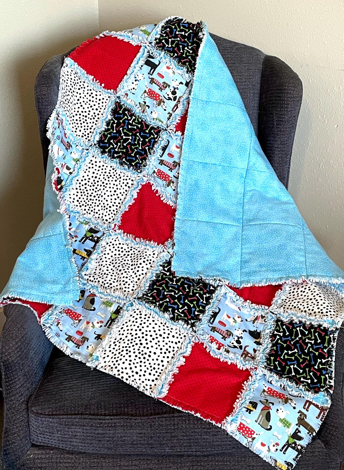 Puppy Dog Rag Quilt Kit 72 Pre Cut 7