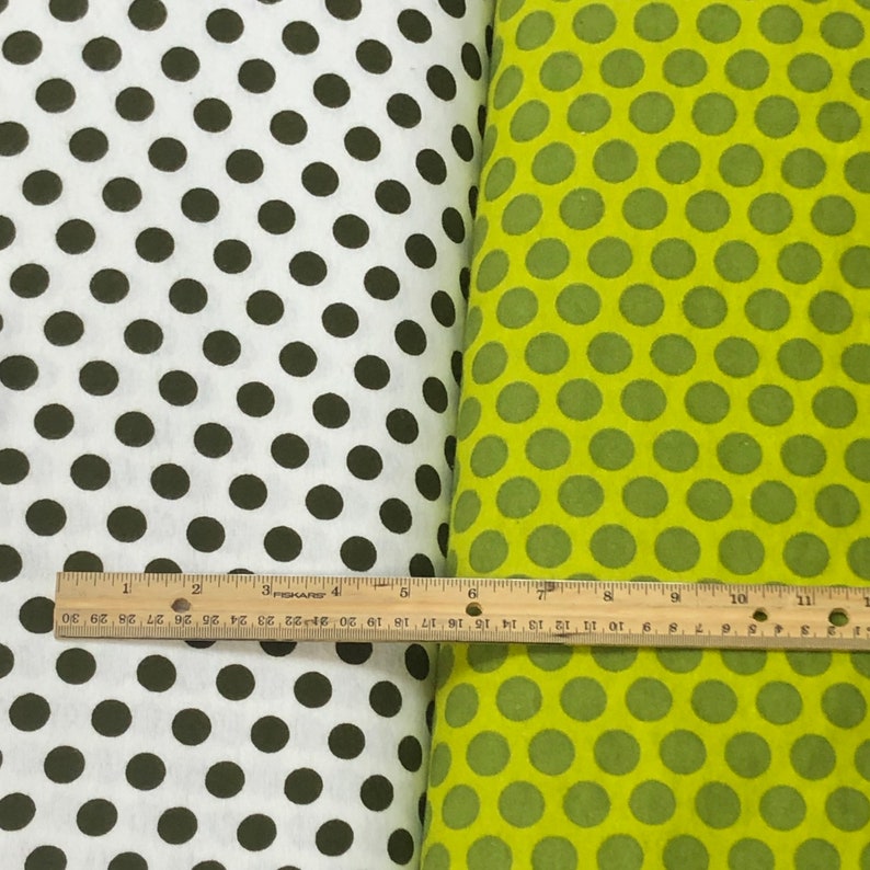 Polka dot green, white, cotton flannel quilting fabric, top quality, by the yard, by Diamond textiles, Holiday fabric, dot to dot image 2