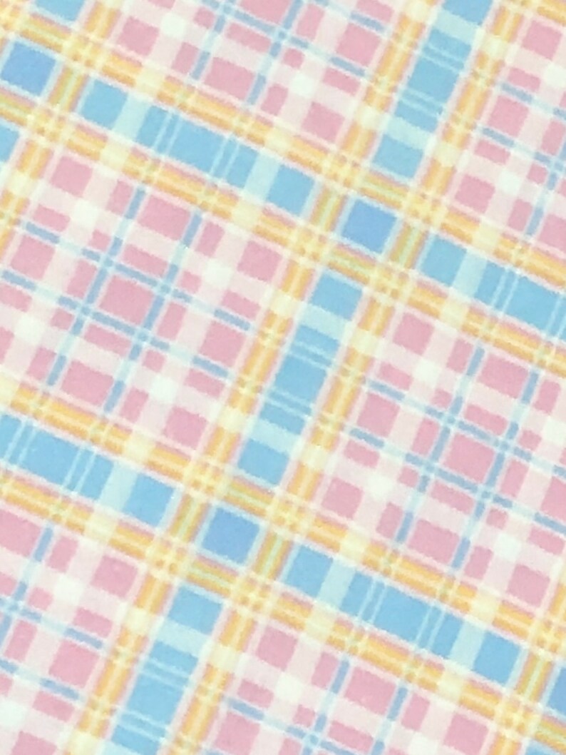 Plaid Flannel fabric, blue, teal, pink, yellow, purple 100% plaid cotton flannel, approx 44" wide, perfect for baby image 4