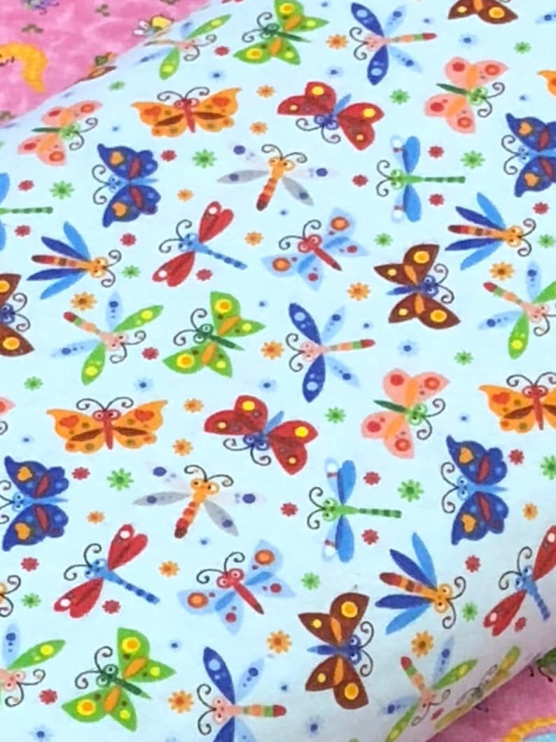 Butterfly Dragonfly Ladybug Spider Daisy Flannel Fabric Etsy