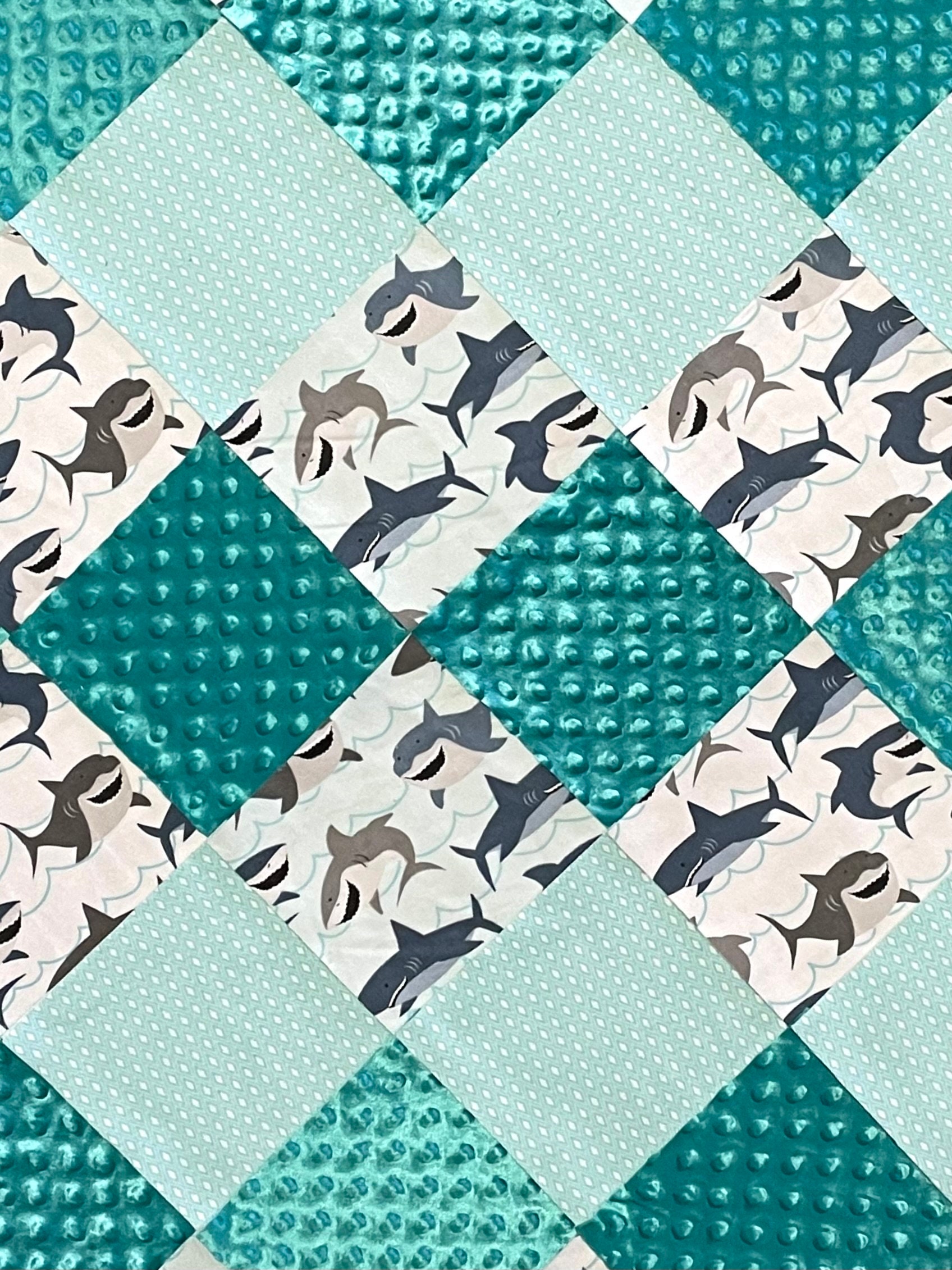 Fish Rag Quilt Shark Minky Rag Quilt Kit 72 Pre Cut 7
