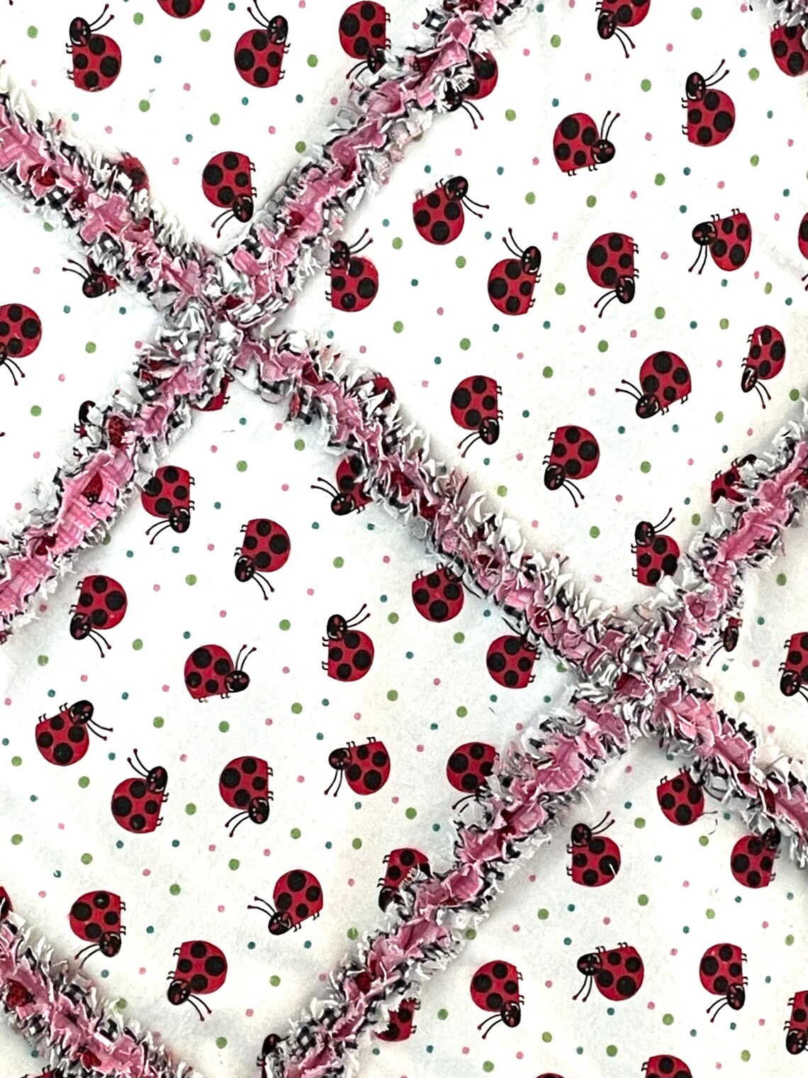 Girl Ladybug Rag Quilt Flannel Fabric Bundle 3 Yds of Flannel | Etsy