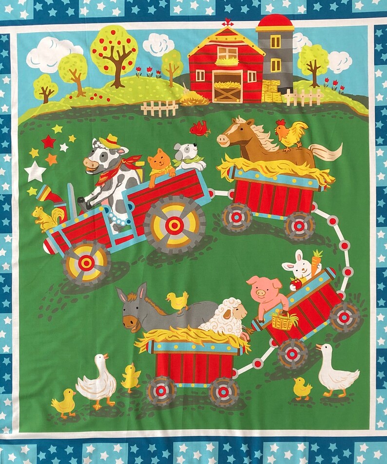 Baby Farm QUILT KIT Tractor Train Barn Donkey Horse Cow Etsy