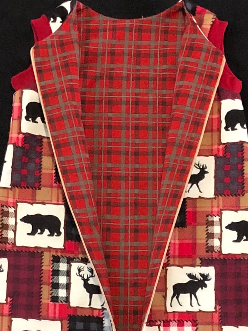 warm 2 layers zipper Woodland Bear Plaid Flannel Sleep safe sack wearable Buffalo Check Moose baby blanket slumber red beige black bag