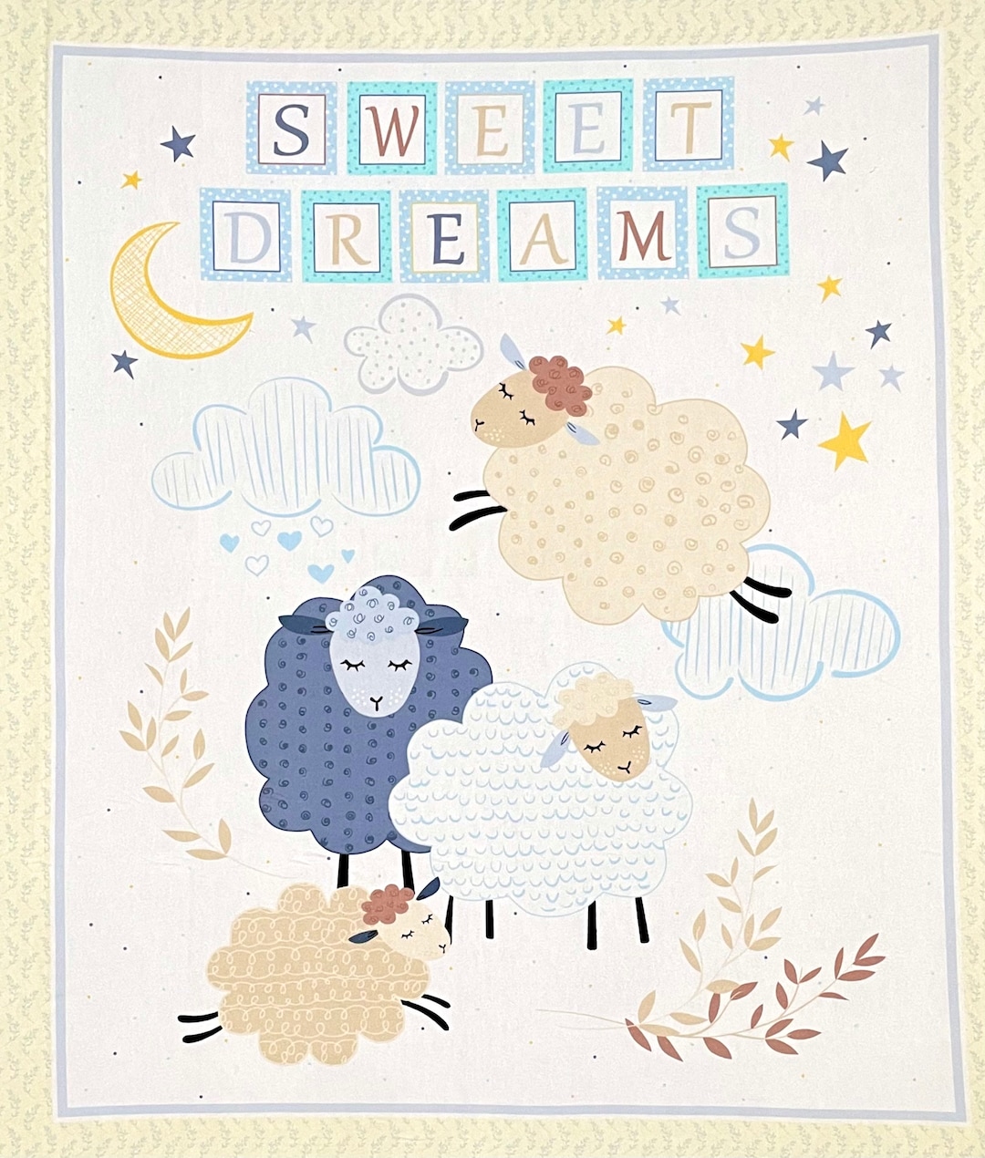 Sweet Dreams Fabric Panel, 36 X 44 Soft Warm Flannel, by Kanvas Studio