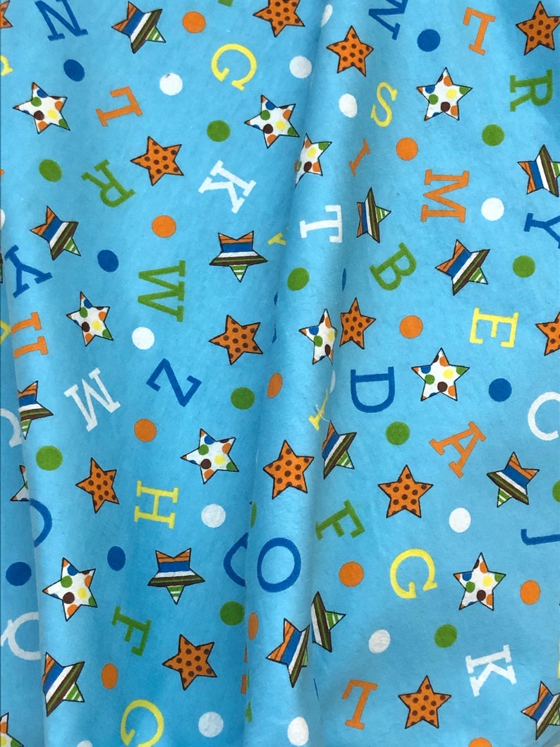 Alphabet Stars ABC Blue Pink Baby Children Flannel Fabric Etsy