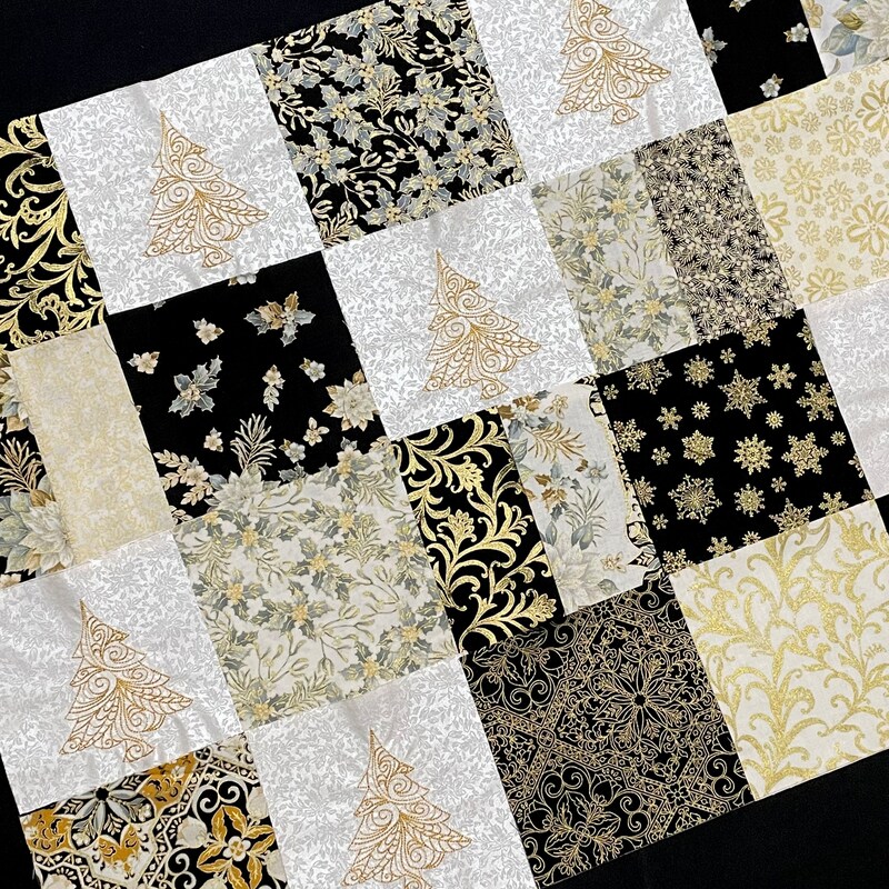 thumbnail image 2 of Metallic Gold & Silver Christmas Quilting Cotton Fabric – Fat Quarter Or By The Metre, 45" Wide 2 of 14
