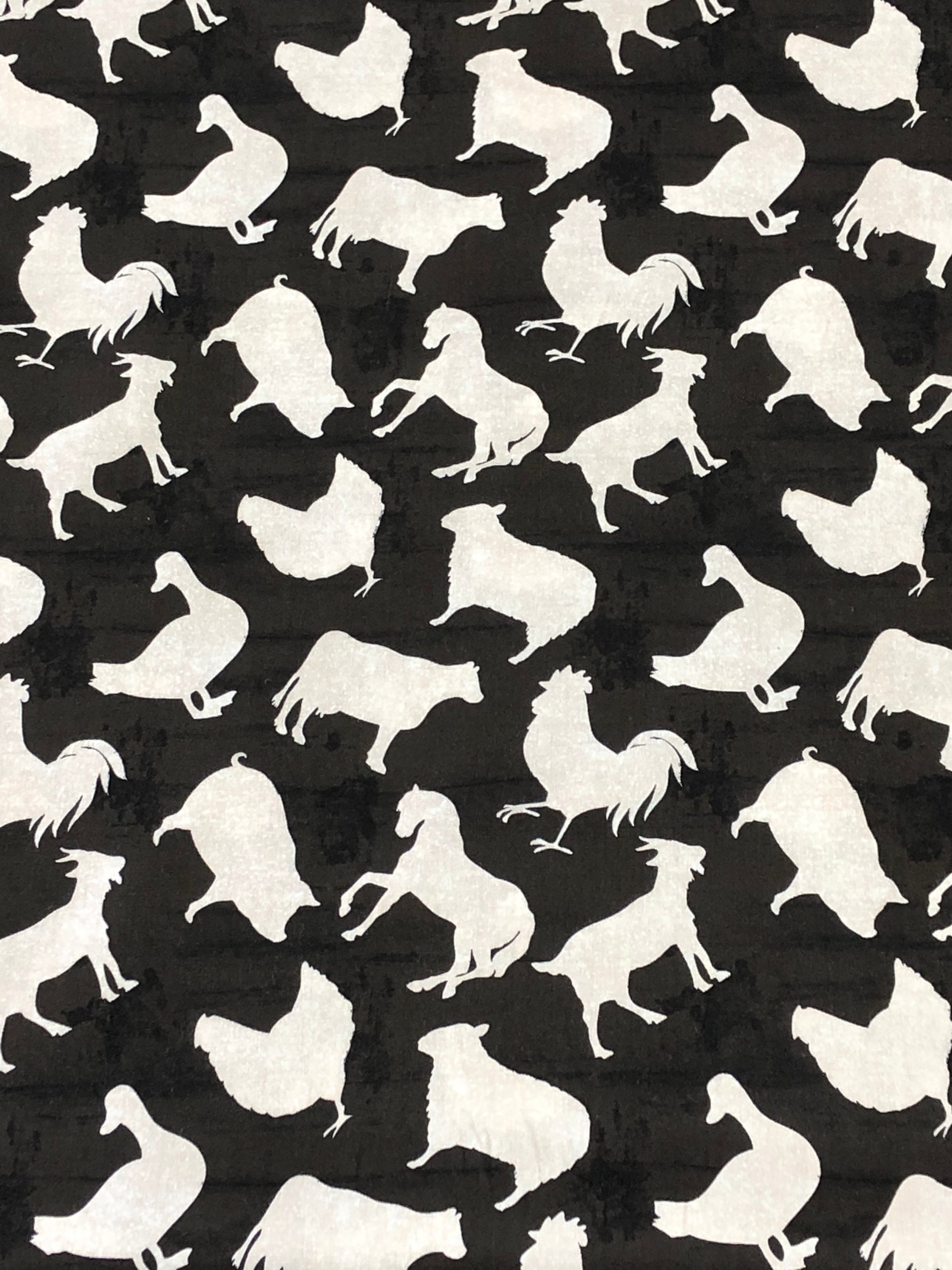 Farm Animals Silhouette Fabric Cows Goat Horse Duck Chicken - Etsy Farm Animals Silhouette Fabric Cows Goat Horse Duck Chicken - Etsy