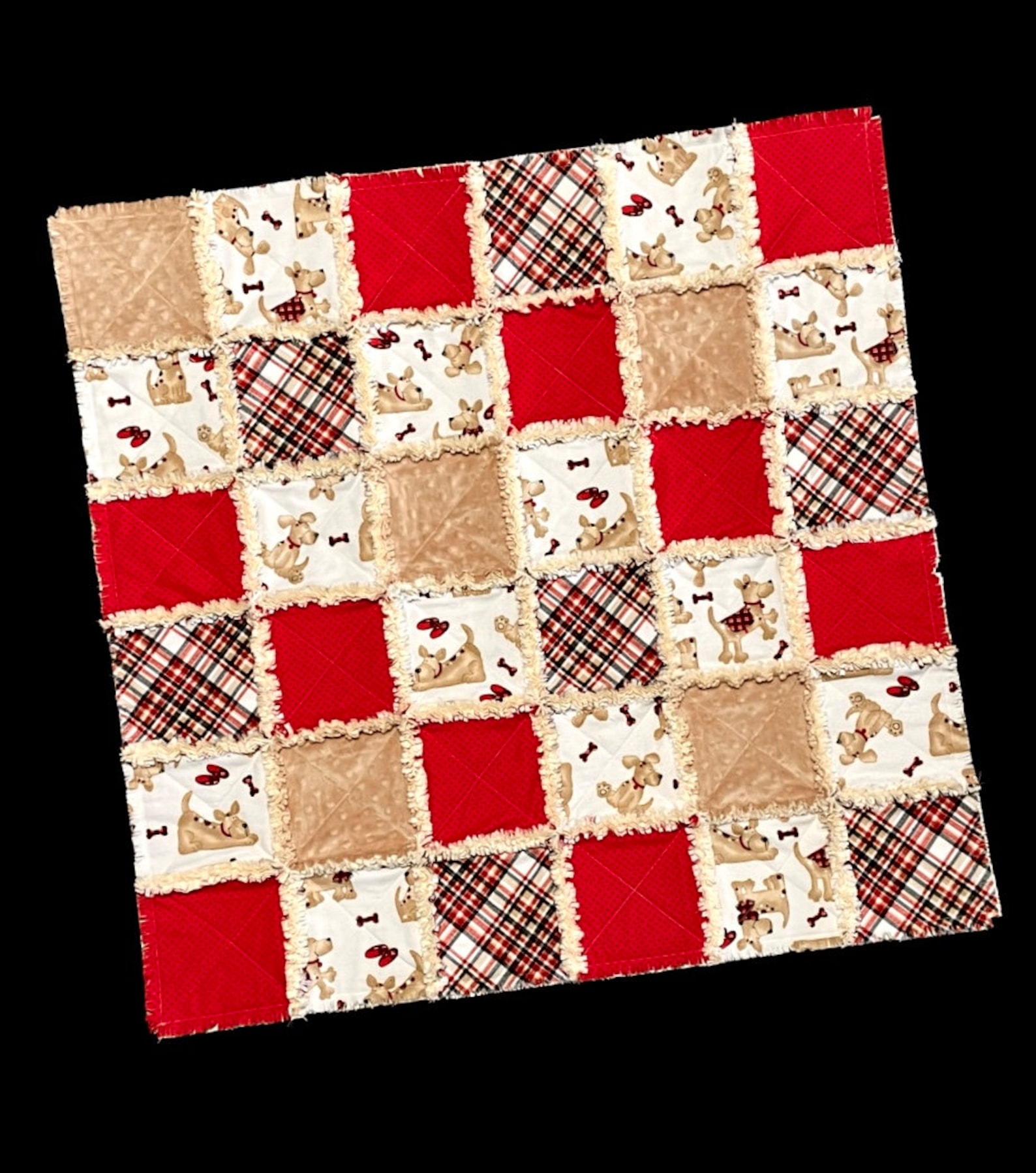 Puppy Dog Rag Quilt Kit, Pre Cut Quilt Blocks 7