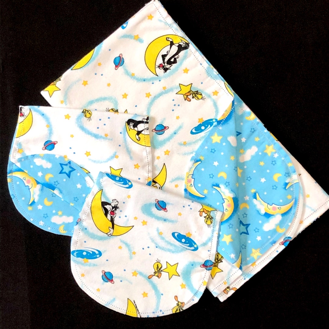 Hemstitch Looney Tunes Tweety Bird, Receiving Blanket & 2 Burp Cloths, Blue Yellow Crochet