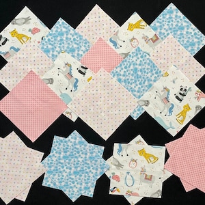 48 Noah's Ark animals, 7 inch Square flannel quilt blocks, pre cut, Jungle zoo, elephant tiger whale rag quilt fabric, girl blanket kit, zoo