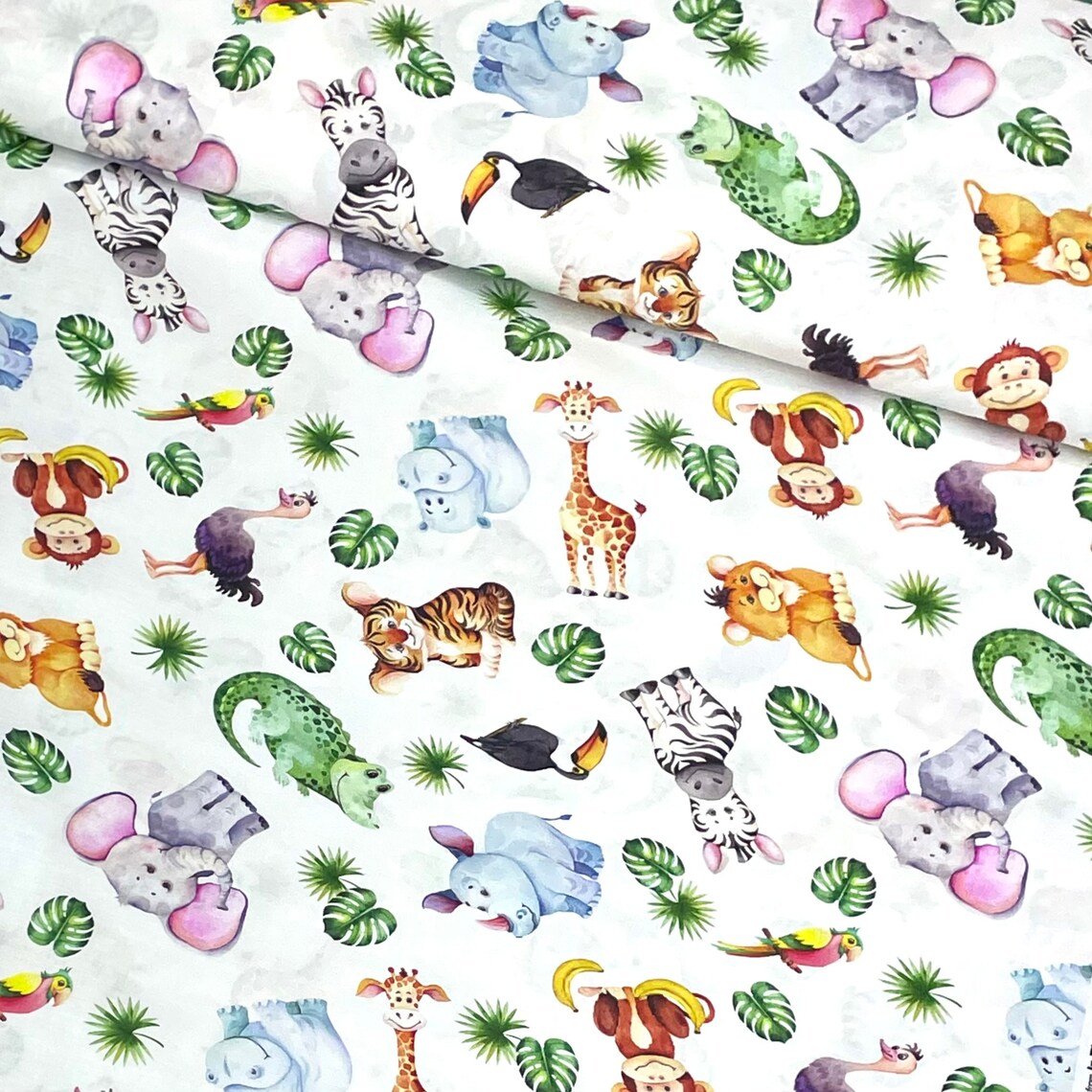Jungle Friends by in the Beginning Fabric Tossed Animals Etsy