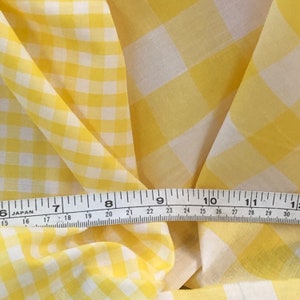 Gingham fabric, checkered Yellow white, curtain fabric, 1/4 inch and 1 inch. quilt fabric, dress making fabric sold by the yard