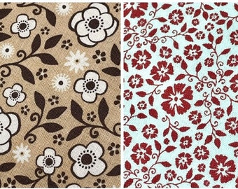 Small Western flowers cotton fabric, brown pink beige tan red, rodeo roundup, Wanna be a Cowboy, Rodeo Rider by Riley Blake, Quilting floral