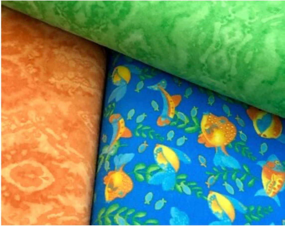 Colorful Fish Rag Quilt, 3 Warm Flannel Layers, 32x37, Bright Blue ...